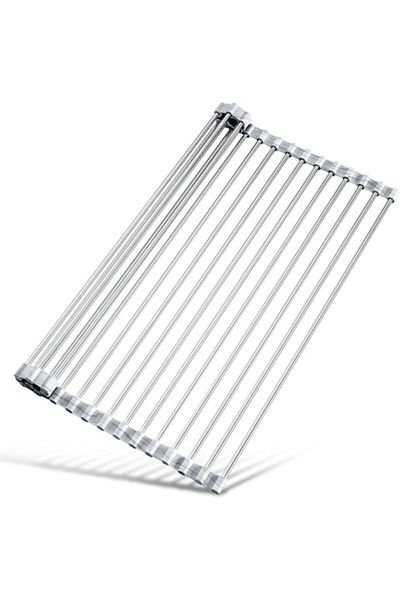 DELPI Scurgator de vase multifunctional pliabil Roll-Up, Din otel inoxidabil pentru uscat vase de bucatari