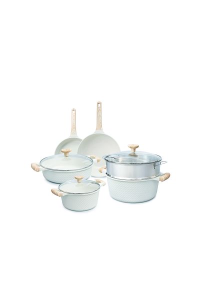 VAV GET Healthy & Safe Ceramic Nonstick 10-pcs Cookware Set, Non-toxic, Induction Ready Set.