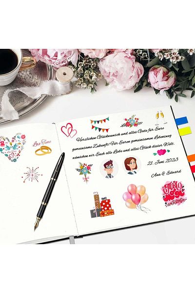 TAOPE Guest book and 4 sheets of wedding stickers set Taope, paper, black, 21.5 x 21 cm / 15 x 21 cm