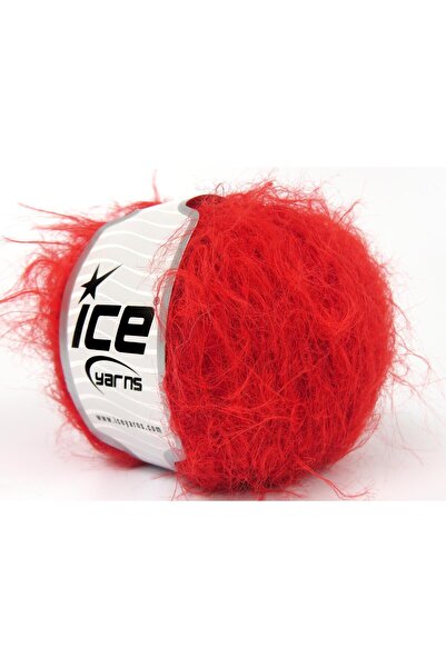 Ice yarns 6×50 جرام. فرو ميرينو فاخر أحمر اللون، صوف ميرينو، شتوي، صوف