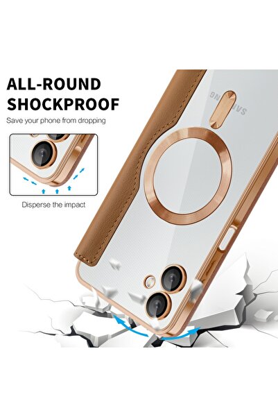 SKYDDAR INNOVATION Θήκη για Samsung Galaxy A06, SmartMag Book, Magsafe, RFiD, Θήκη καρτών, σετ αυτοκόλλητων, καφέ