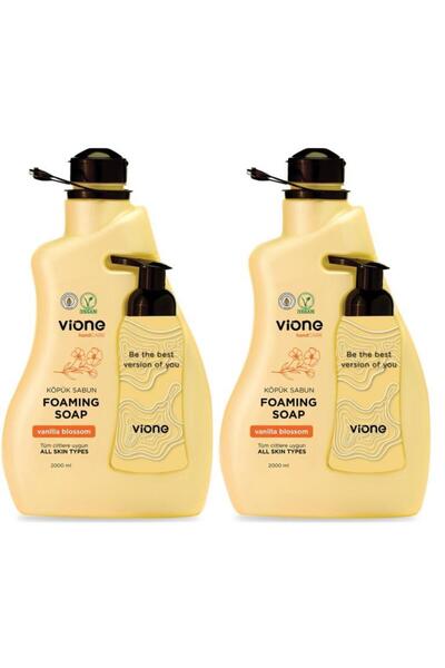 vione قطعتين صابون رغوي لليدين والوجه زهرة الفانيليا 2 لتر (صابون صانع الرغوة مع هدية)