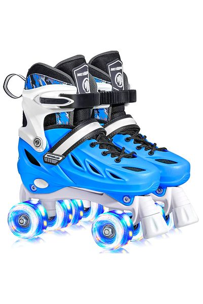Elindor Adjustable rollers for children and adults, silicone light wheels, L 37-40, Blue