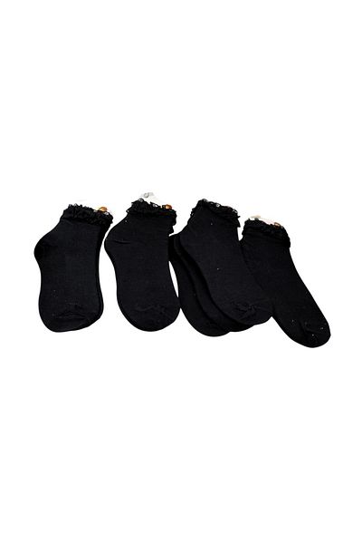 Utku Turkish girls' cotton school socks with ruffles, 12 pieces, soft and colorful, adding a feminine touch.
