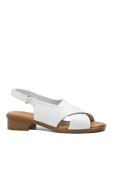 Anna Women's Sandals Viotti White with Leather Cross Pattern