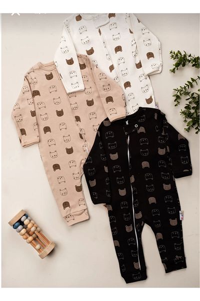 Baby Wings Baby Boy Printed Cotton Cuffed 3-Piece Jumpsuit Colorful Patterned