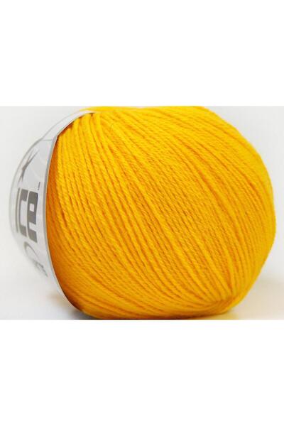 Ice yarns 6×50 جرام. أكريليك بيبي ميرينو، صوف ميرينو أصفر، شتوي، أطفال، صوف