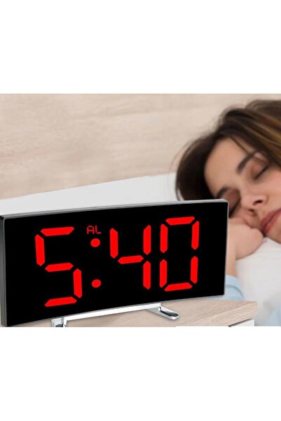 OEM Digital LED clock with mirror, red display, USB cable, thermometer