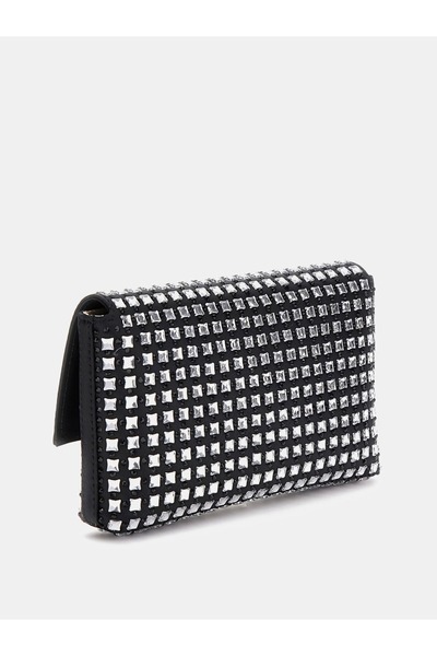 Guess Women Black Zalına Flap Clutch-Bla Shoulder Bag