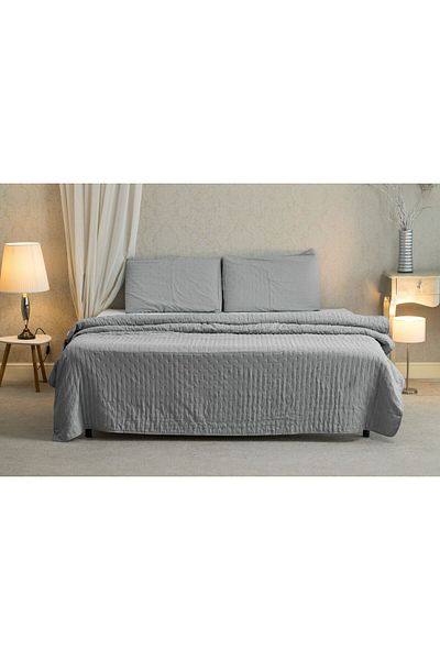 Home Still SET CUVERTURA SOFT 220X240 + 2 FETE DE PERNA 50X70, GRI