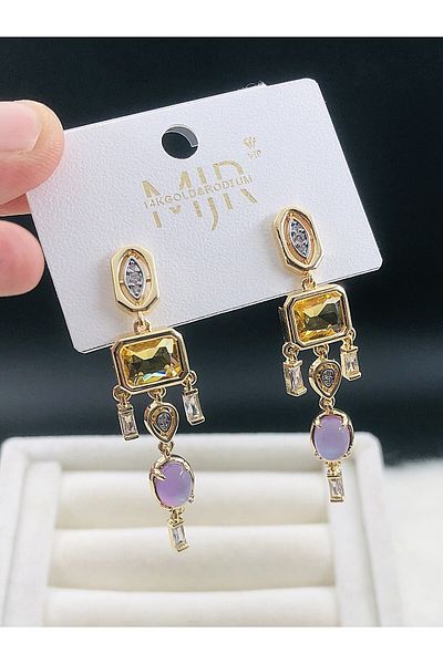 DS DİAMONDSHOP Earring Zircon Stone Sallinti Model New Season Bykp-202507230