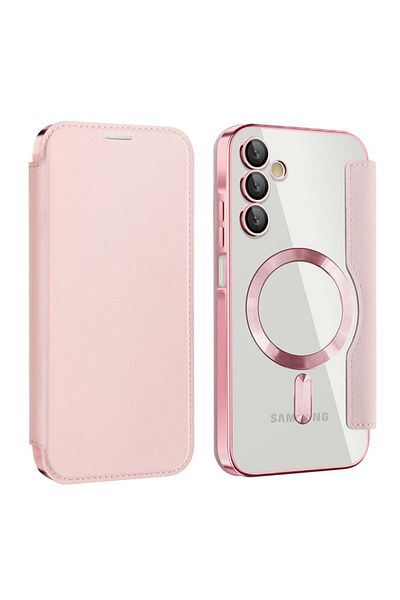 SKYDDAR INNOVATION Case for Samsung Galaxy A15 4G 5G, SmartMag Book, Magsafe, RFiD, Card Holder, sticker set, Pink