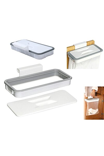 Aptel Suport pentru sacul de gunoi, cu capac, alb/gri, 24×3 cm