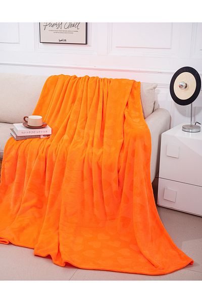 trendyhome Cocolino Fluffy Blanket, Double Bed, Hearts, Orange, PT344224