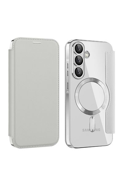 SKYDDAR INNOVATION Case for Samsung Galaxy A56 5G, SmartMag Book, Magsafe, RFiD, Card Holder, sticker set, Gray