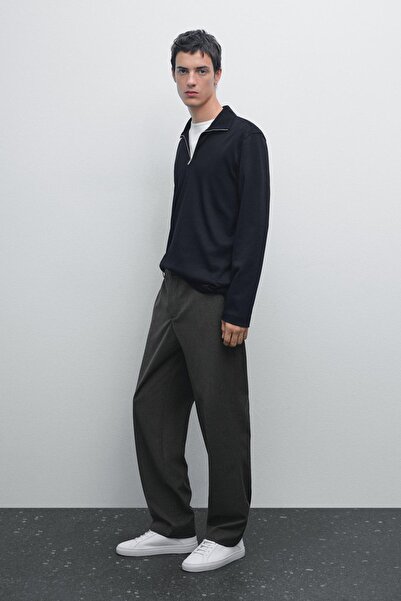 Massimo Dutti Fermuarlı dik yaka polo t-shirt