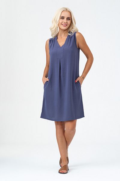 Bold & Young Rochie din lycra din bumbac spalat cu buzunare