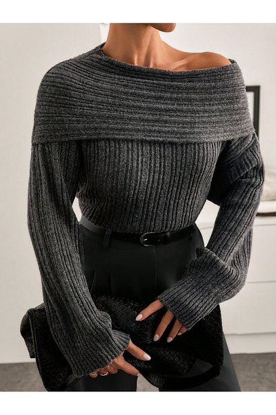 hidafashion Madonna Collar Yumoş Knitwear Sweater