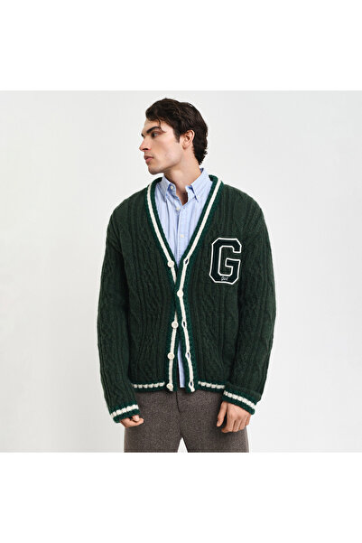 Gant Erkek Yeşil Regular Fit Düğmeli Yaka Logolu Hırka