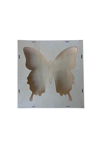 OEM Rama patrata, fluture din lemn natur pentru licheni, dimensiune 29x3cm