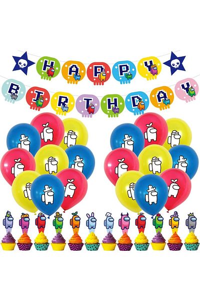 Miotlsy children's birthday set, latex/paper, multicolor, 31 pieces