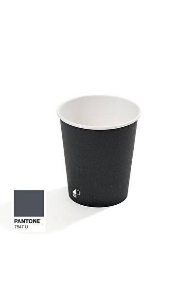 Packtory 8 OZ Single Wall Baskılı Karton Bardak (Antrasit) 50 Adet