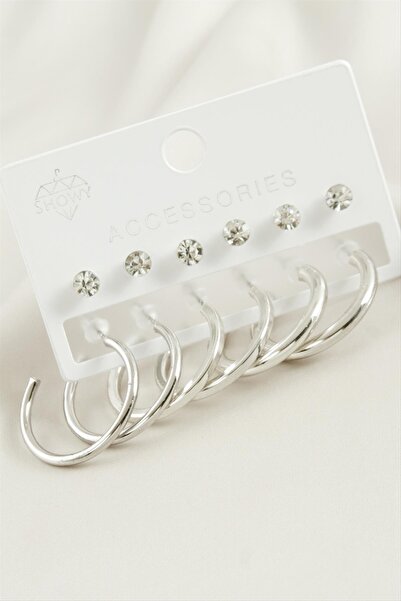 Ronanna 12 Pieces Crushed Pipe Stone Hoop Earrings