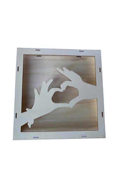 OEM Rama patrata lemn, inima pentru licheni, dimensiune 29cmx3cm