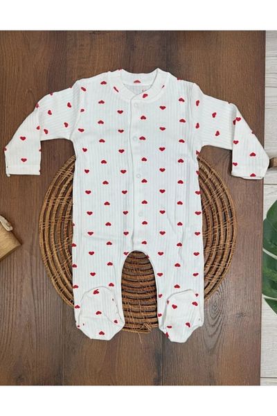 Baby Wings Heart Printed Snap Fastener Girl Jumpsuit