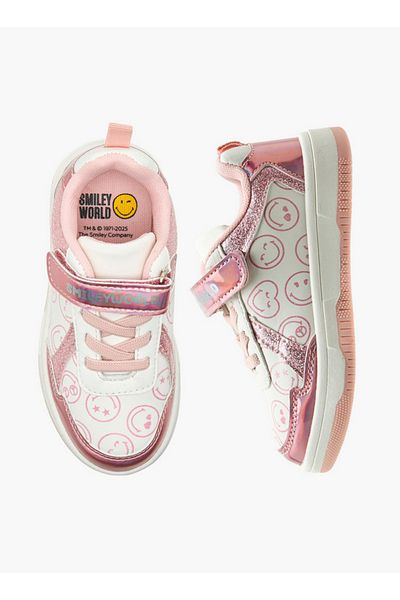 SMILEY SmileyWorld Logo Print Sneakers with Hook and Loop Closure