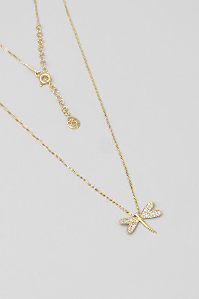 So CHIC... Uğurlu Yusufçuk 18 Ayar Sarı Altın Kaplama 45 Cm Gümüş Minimal Kolye