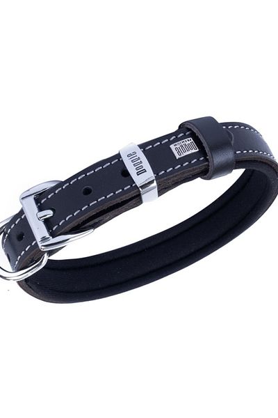 Doggie طوق كلب مريح من الجلد بنمط مخالب أسود متوسط 2x35-40 سم