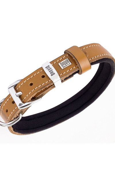 Doggie طوق كلب من الجلد المريح بلون الجمل المتوسط مقاس 1.5x25-30 سم