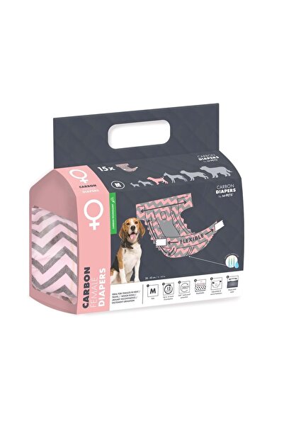 M-PETS CARBONLU DIAPERS DİŞİ KÖPEKLER İÇİN KÜLOT (M) 15Lİ