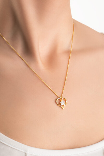 So CHIC... Aşk Yıldızı 18 Ayar Sarı Altın Kaplama 45 Cm Gümüş Kolye