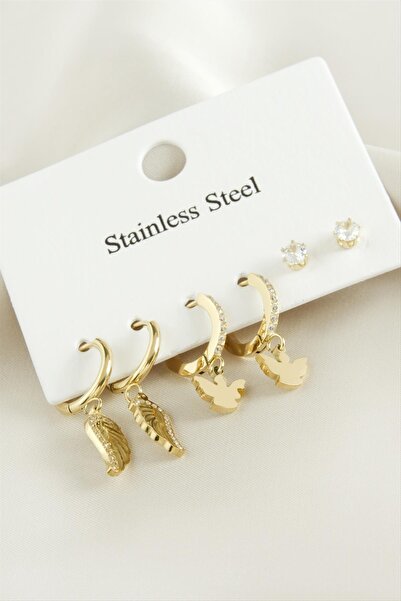 feryal 6 قطع من أقراط الزركون الفاخرة من الفولاذ