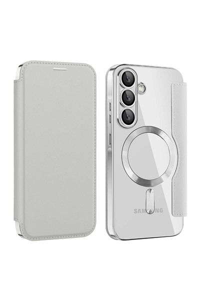 SKYDDAR INNOVATION Case for Samsung Galaxy A26 5G, SmartMag Book, Magsafe, RFiD, Card Holder, sticker set, Gray