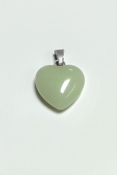 Genel Markalar Yeşim Kalpli Doğaltaş Kolye Ucu Küçük 1,5 cm