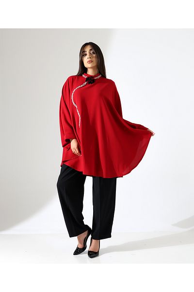 Fi'l Arz Fashion Rose Evening Dress Crepe Suit