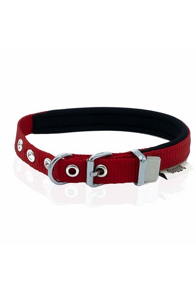 Doggie طوق كلب منسوج مريح أحمر صغير 1.5x25-30 سم