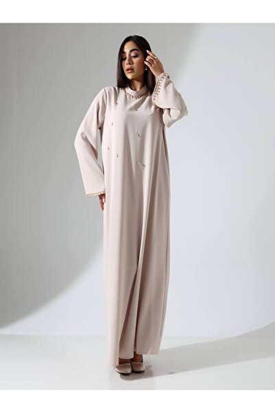 ZENYA BUTİK Büyük Beden Tesettür Taş Detaylı Krep Elbise