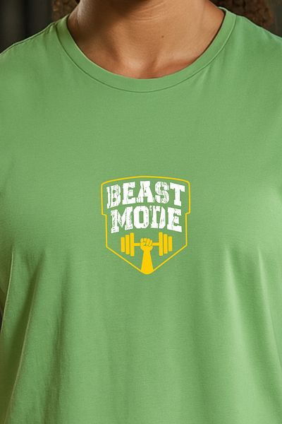 BESSA Tricou/singlet fără mâneci din bumbac oversize verde imprimat pentru femei