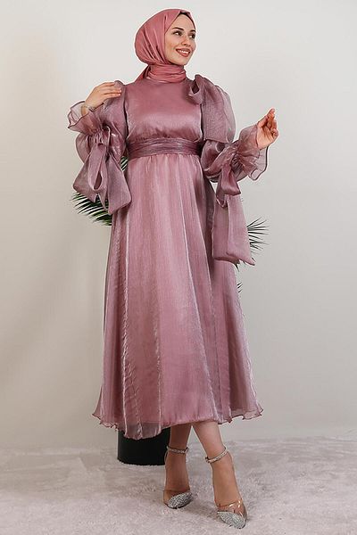 GİYZAMİLA Misha Hijab Dress Powder