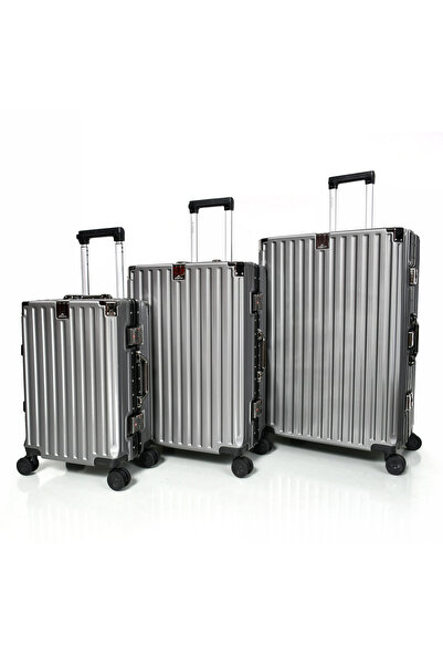 MORANO طقم شنط سفر مورانو بإطار ألمنيوم تصميم أنيق و قفل للأمان وحامل أكواب ل...