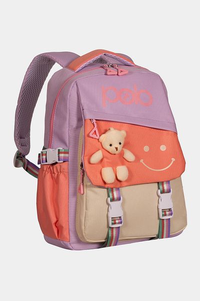 Miracle My Polo Durable Girl Boy Child Comfortable Primary School Backpack with Cute Teddy Bear