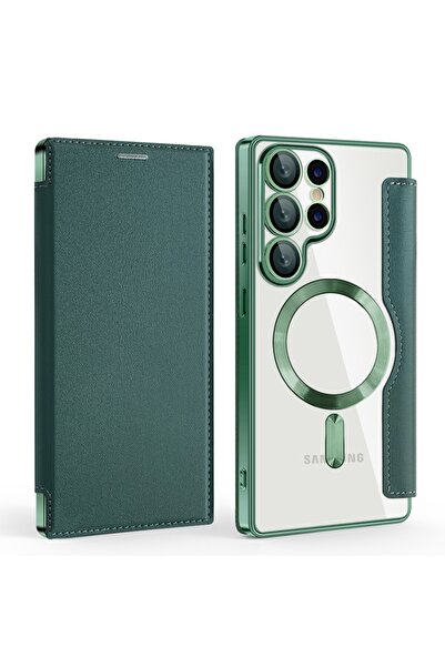 SKYDDAR INNOVATION Θήκη για Samsung Galaxy S25 Ultra, SmartMag Book, Magsafe, RFiD, Θήκη καρτών, σετ αυτοκόλλητων, Πράσινη