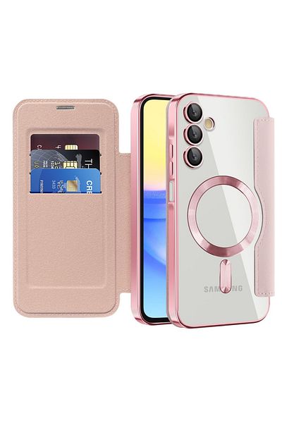 SKYDDAR INNOVATION Case for Samsung Galaxy A15 4G 5G, SmartMag Book, Magsafe, RFiD, Card Holder, sticker set, Pink
