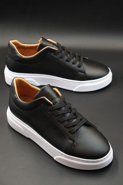 Sanvio Tarzkar Men's Black Daily Orthopedic Stitched Lightweight Eva Sole Walking Guaranteed Sports Shoes Sneakers