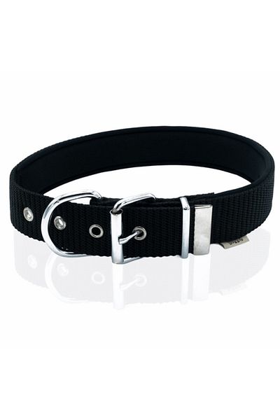 Doggie طوق كلب منسوج مريح أسود صغير 4x47-55 سم