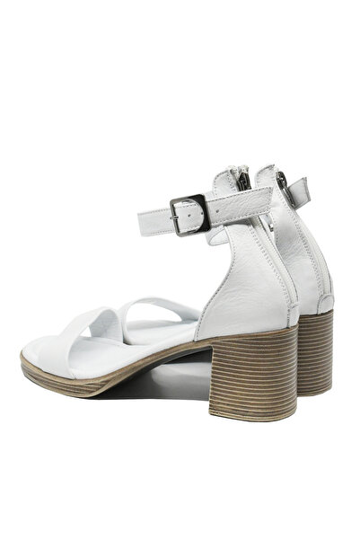 Anna Viotti sandals with ankle strap, white, made of genuine leather